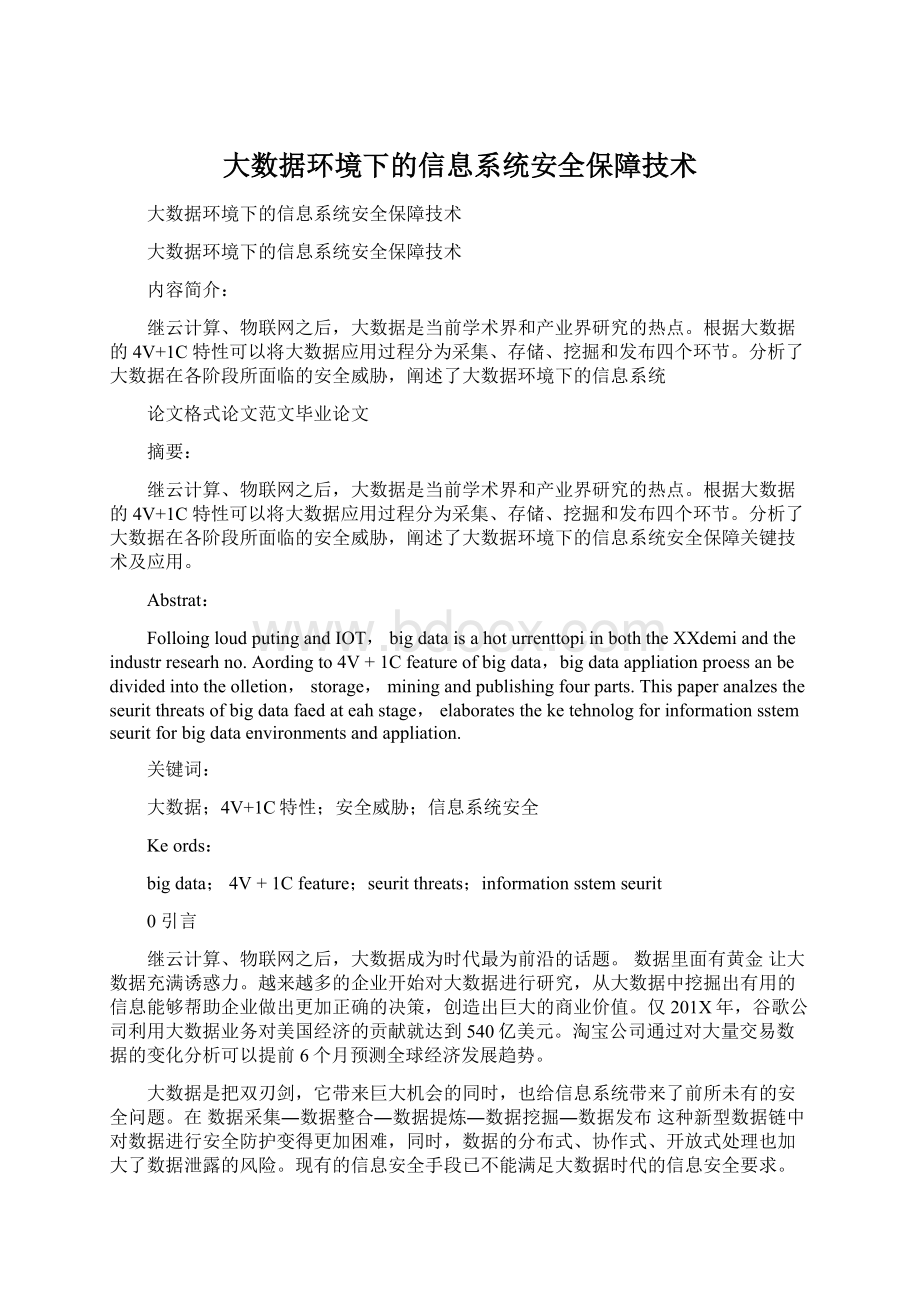 大数据环境下的信息系统安全保障技术.docx