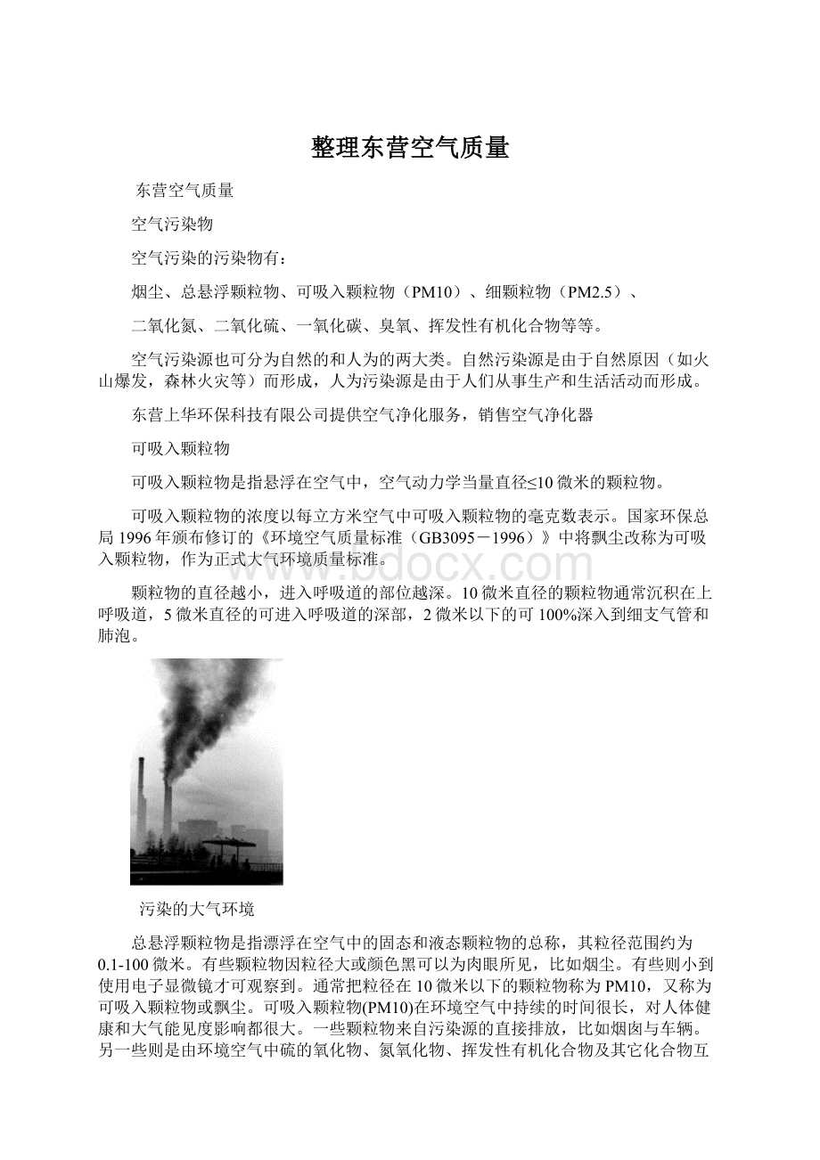 整理东营空气质量Word文档下载推荐.docx