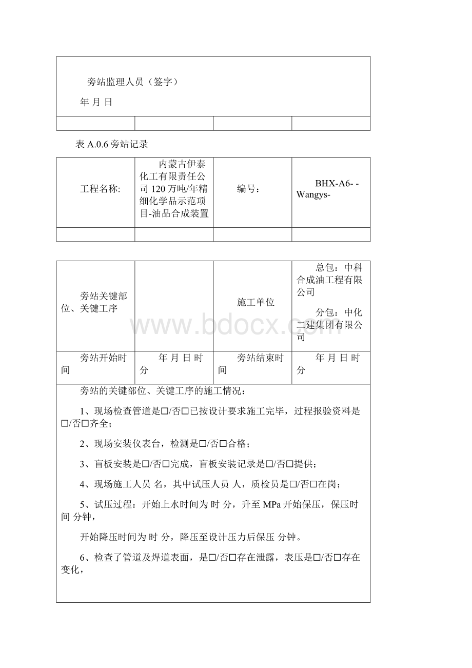 管道压力试验旁站监理记录模版Word格式文档下载.docx_第3页