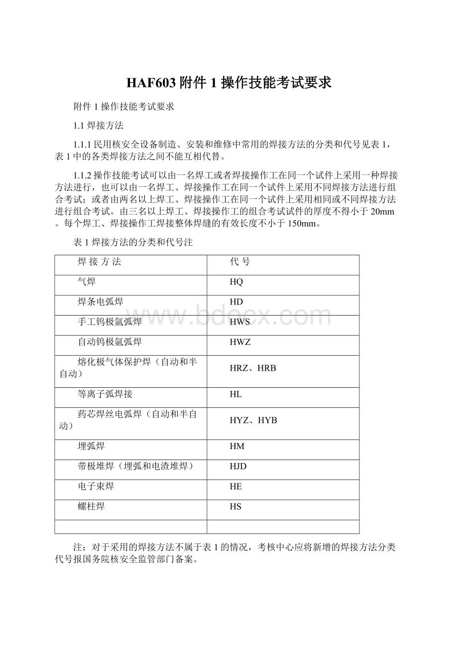 HAF603附件1操作技能考试要求Word文档下载推荐.docx