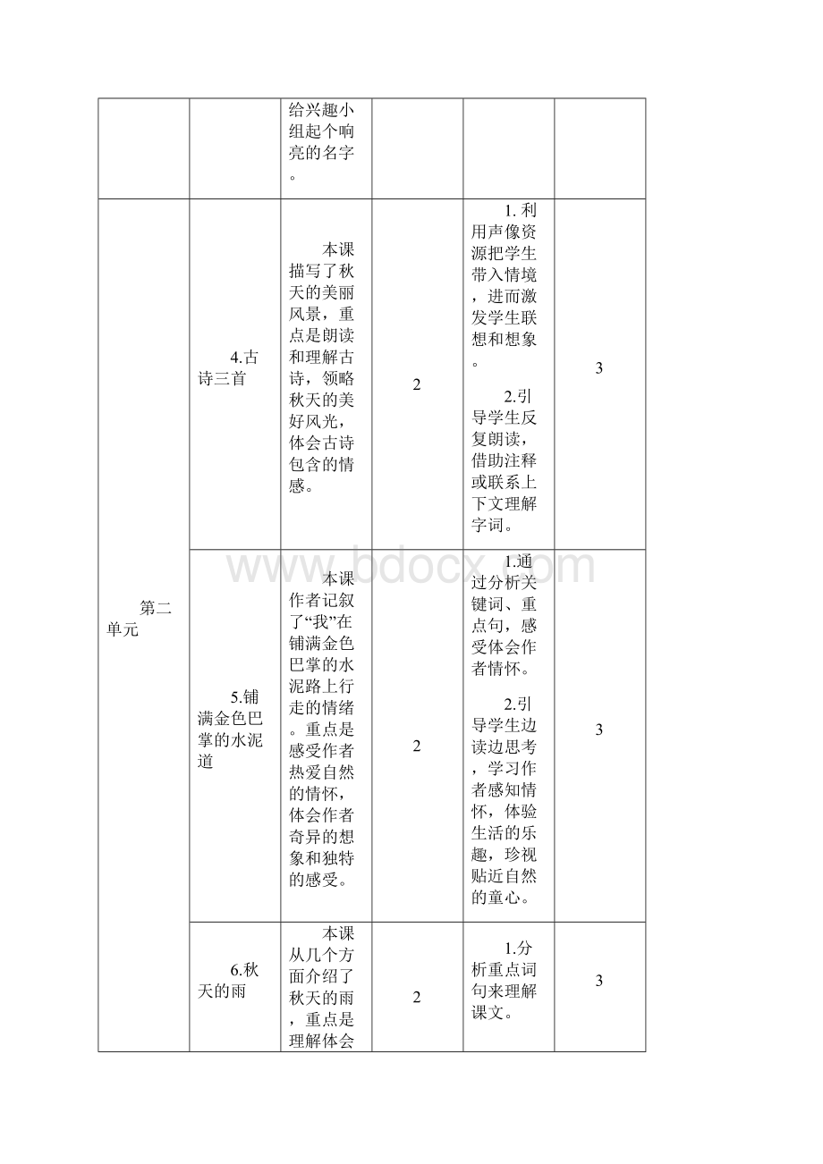 最新部编语文三年级上册人教版 教学进度表Word格式.docx_第3页