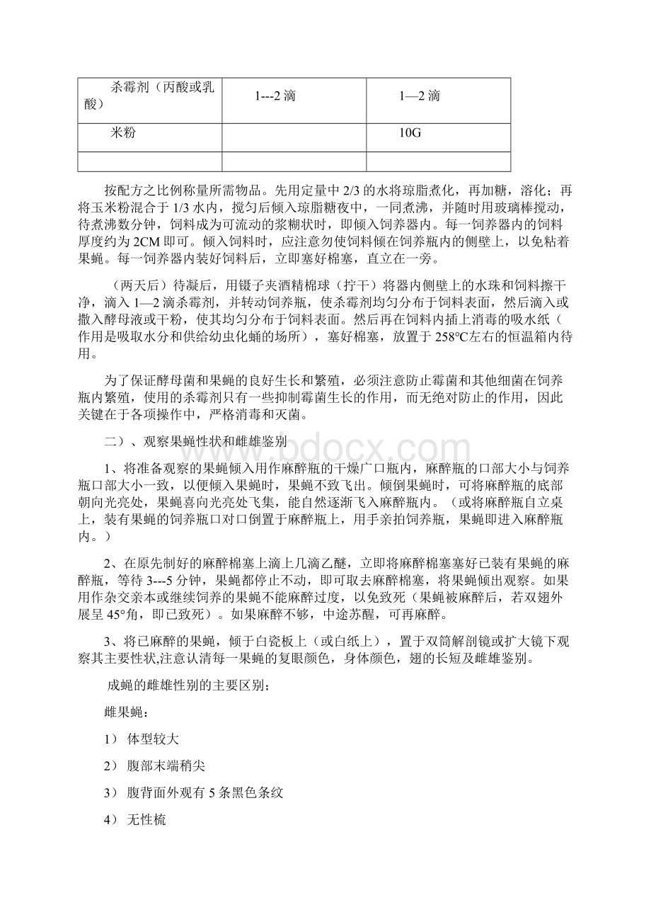 实验一果蝇性状观察与雌雄鉴别Word文档格式.docx_第2页