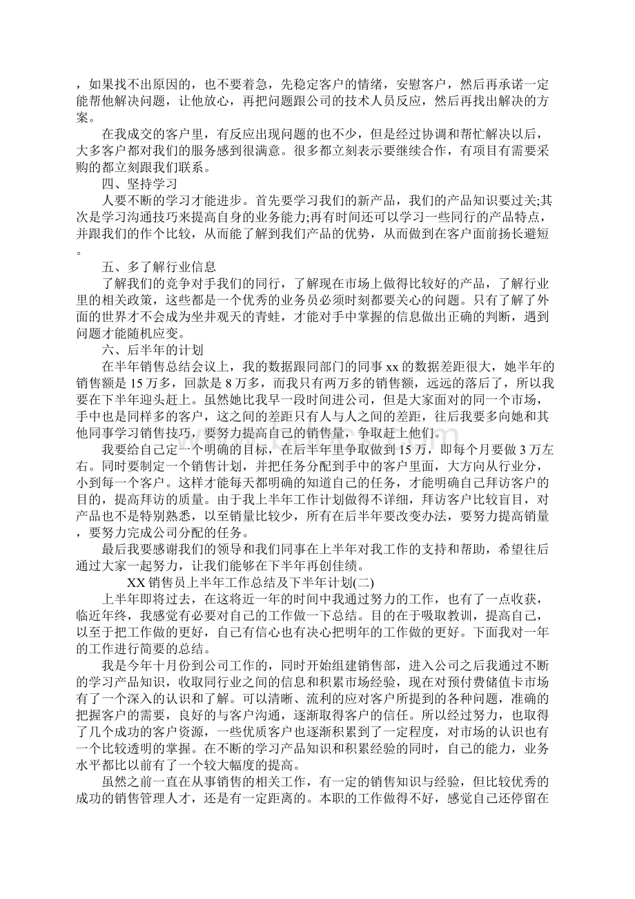 销售员上半年工作总结及下半年计划三篇.docx_第2页