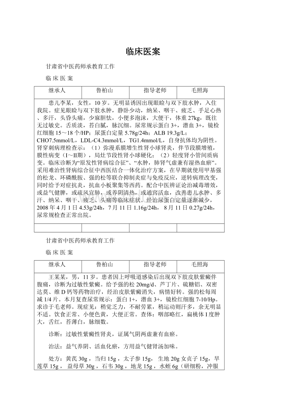 临床医案文档格式.docx