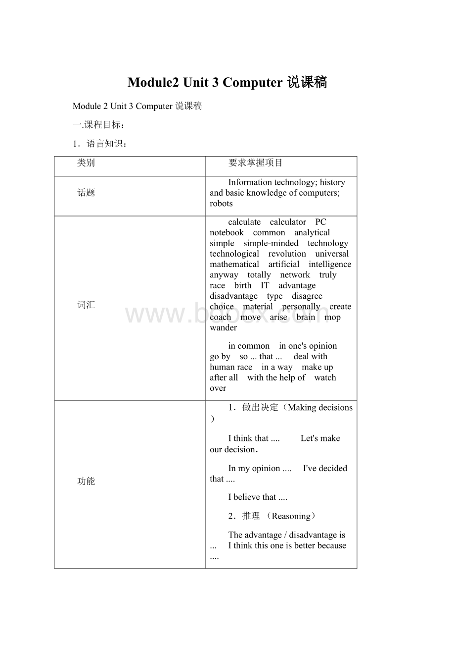 Module2 Unit 3 Computer说课稿.docx_第1页