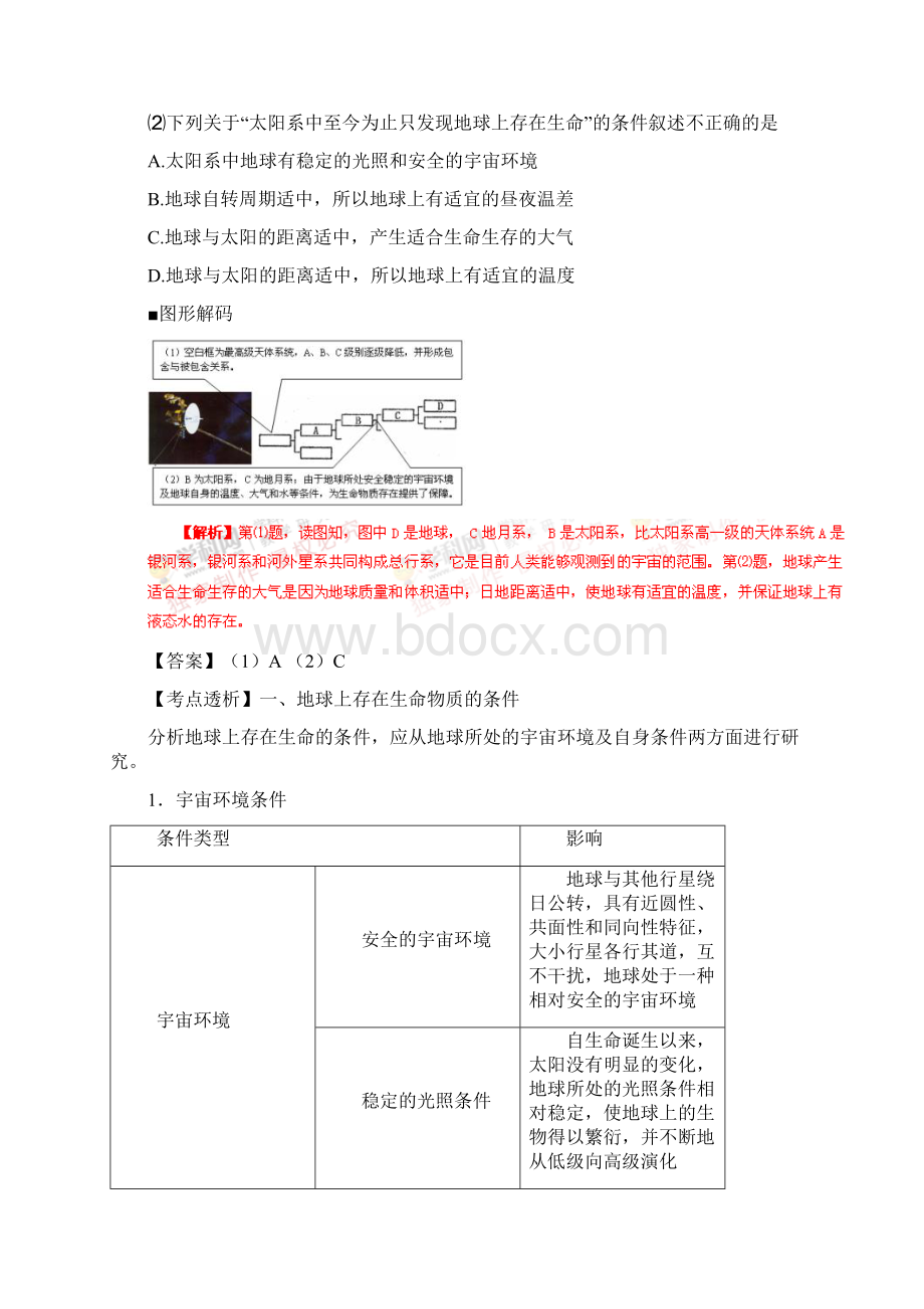 高考地理考点大揭秘 自然地理 考点4 地球的宇宙环境与圈层结构练习.docx_第2页