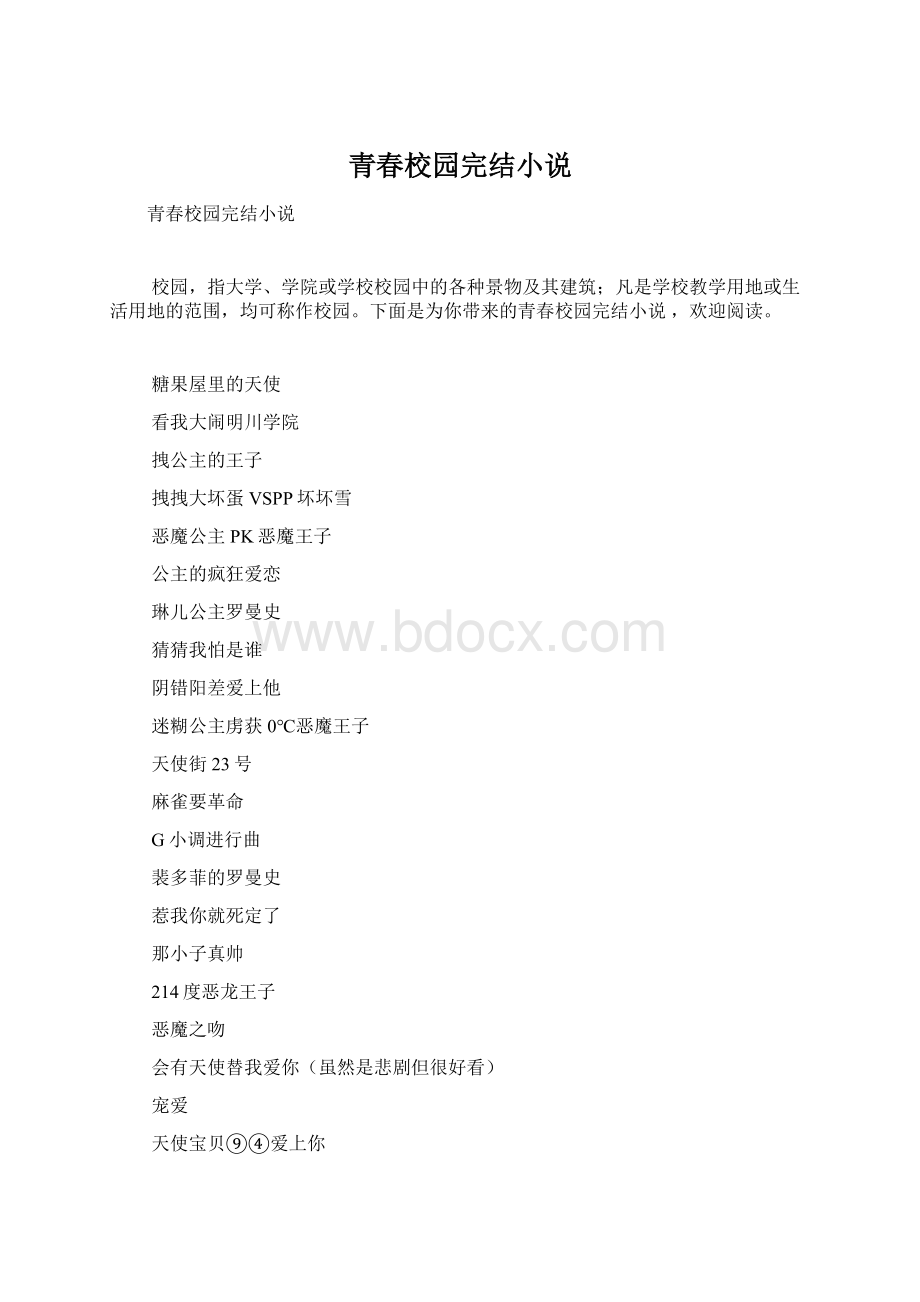 青春校园完结小说.docx