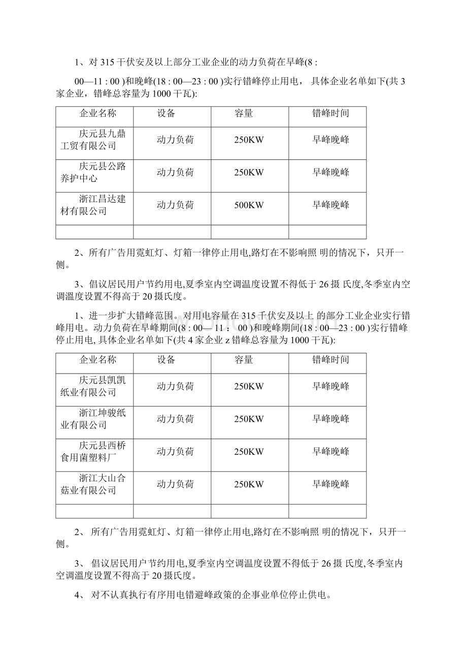 活纸庆元电网用电错避峰方案.docx_第2页