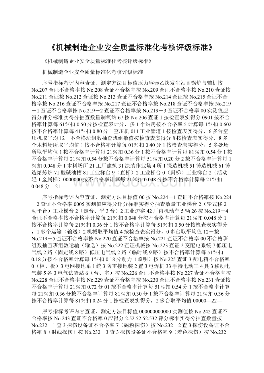 《机械制造企业安全质量标准化考核评级标准》Word文档下载推荐.docx_第1页