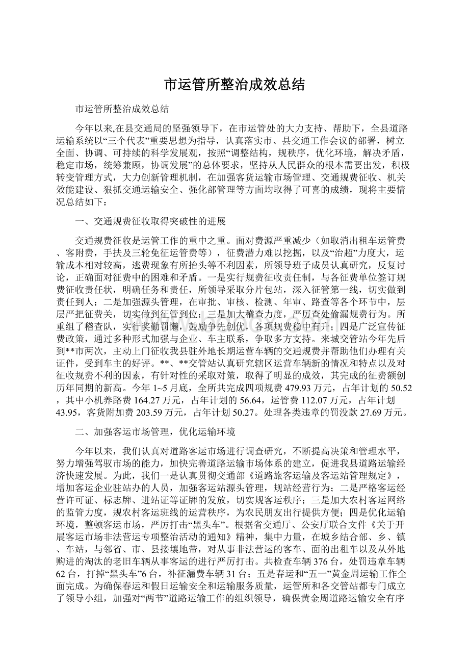 市运管所整治成效总结.docx_第1页