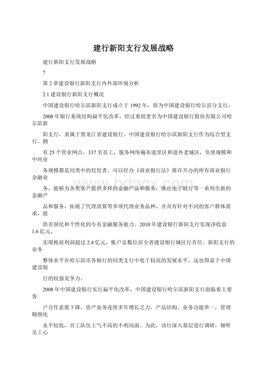 建行新阳支行发展战略Word下载.docx