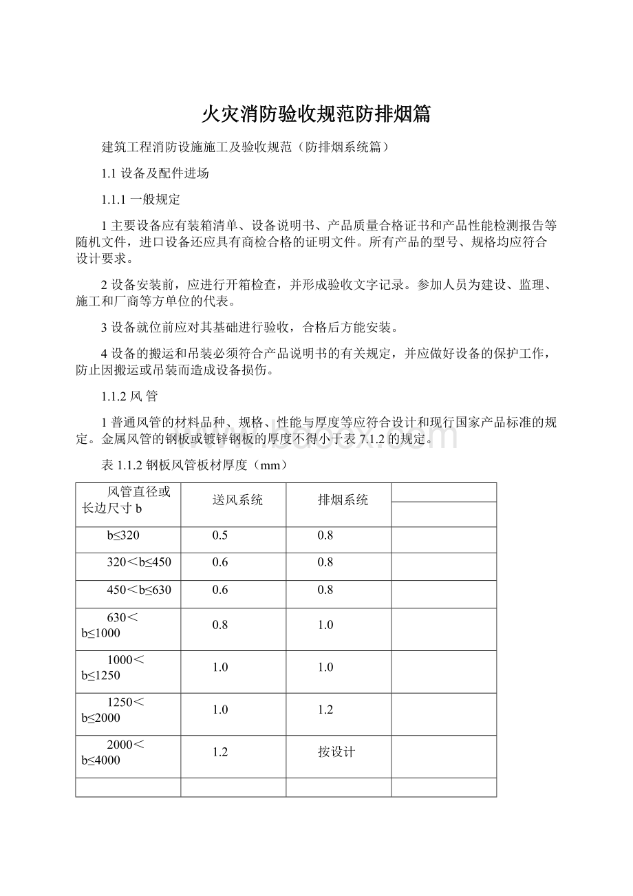 火灾消防验收规范防排烟篇.docx