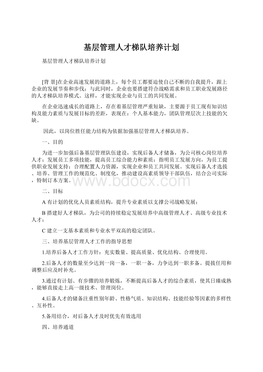 基层管理人才梯队培养计划.docx_第1页