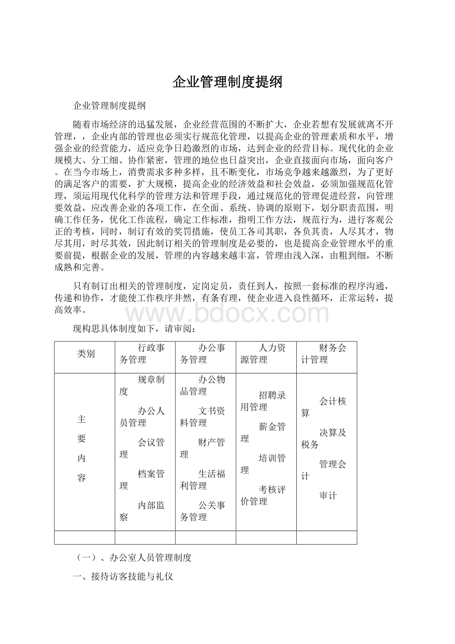 企业管理制度提纲.docx