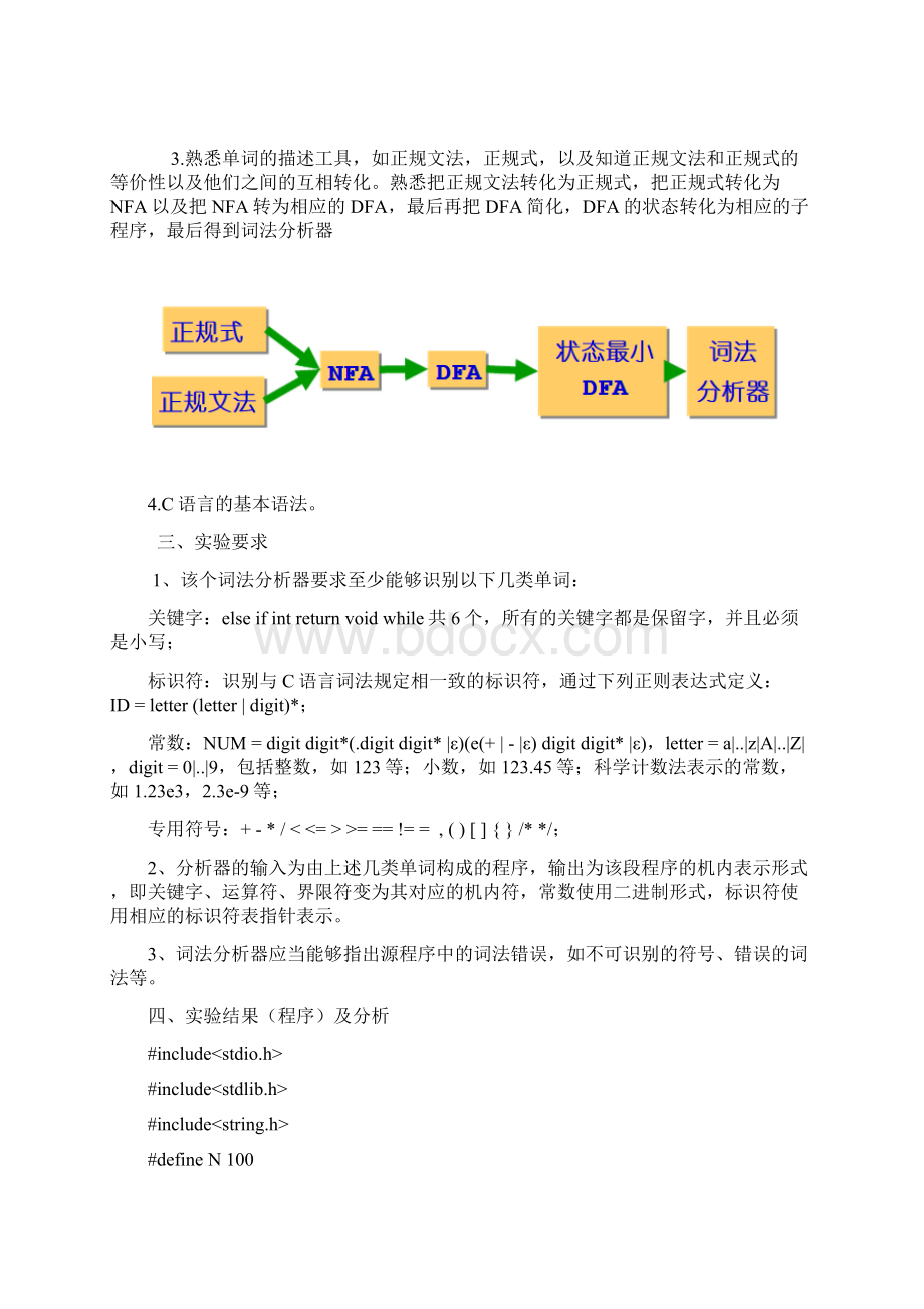 Cminus语言词法分析器实验报告Word文档下载推荐.docx_第3页