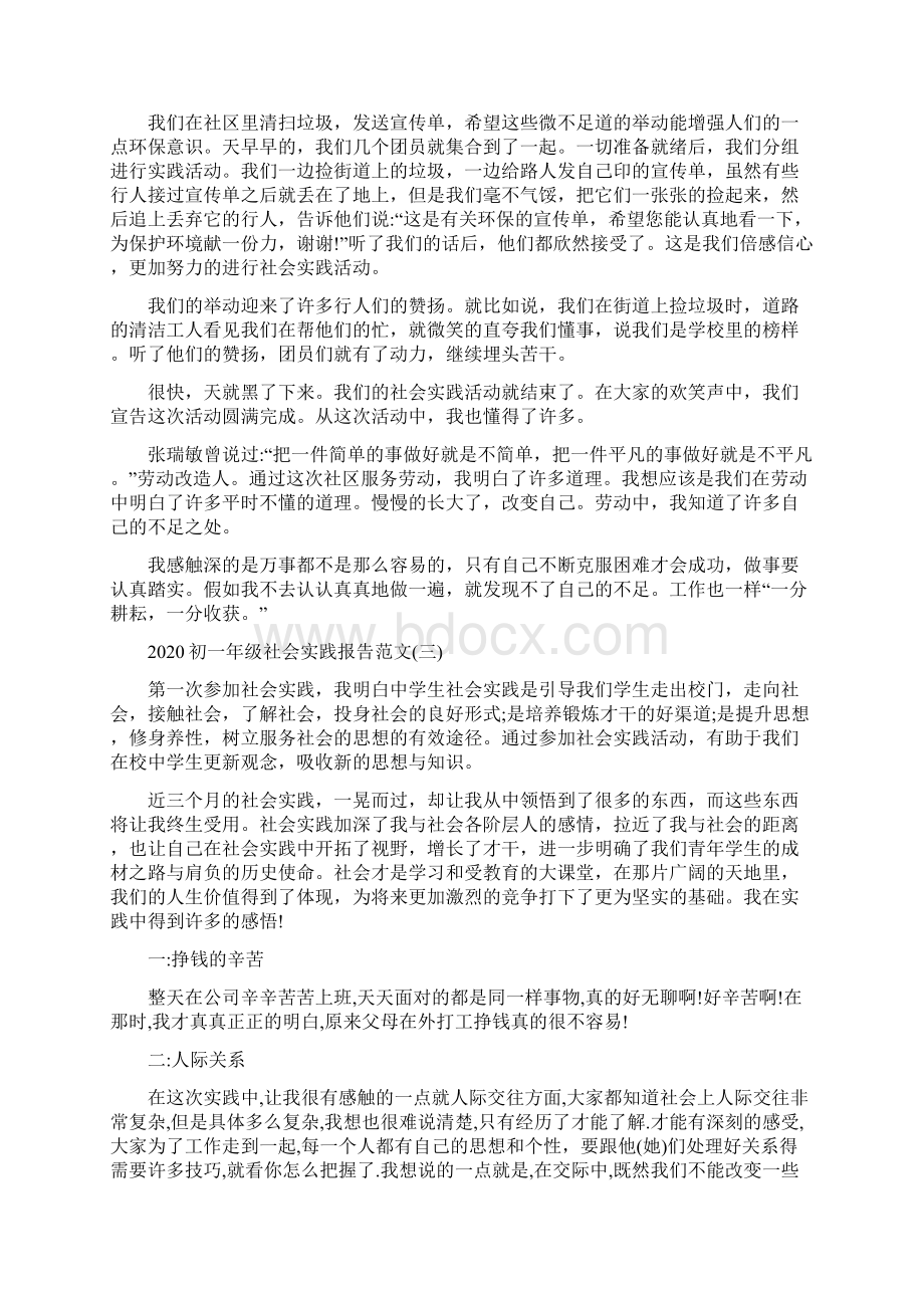 初一年级社会实践报告范文5篇文档格式.docx_第2页