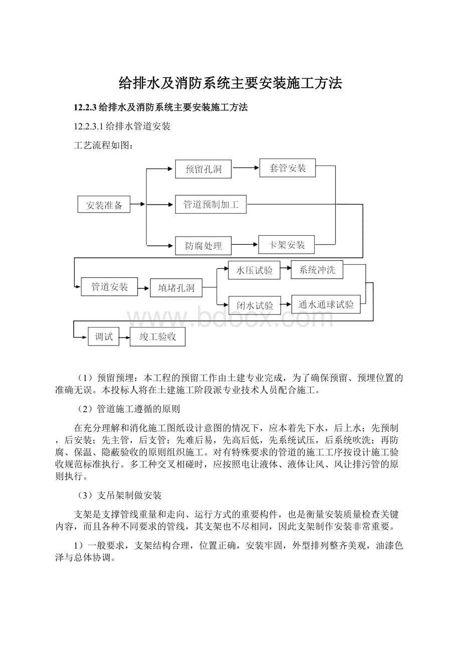 给排水及消防系统主要安装施工方法Word文档格式.docx_第1页