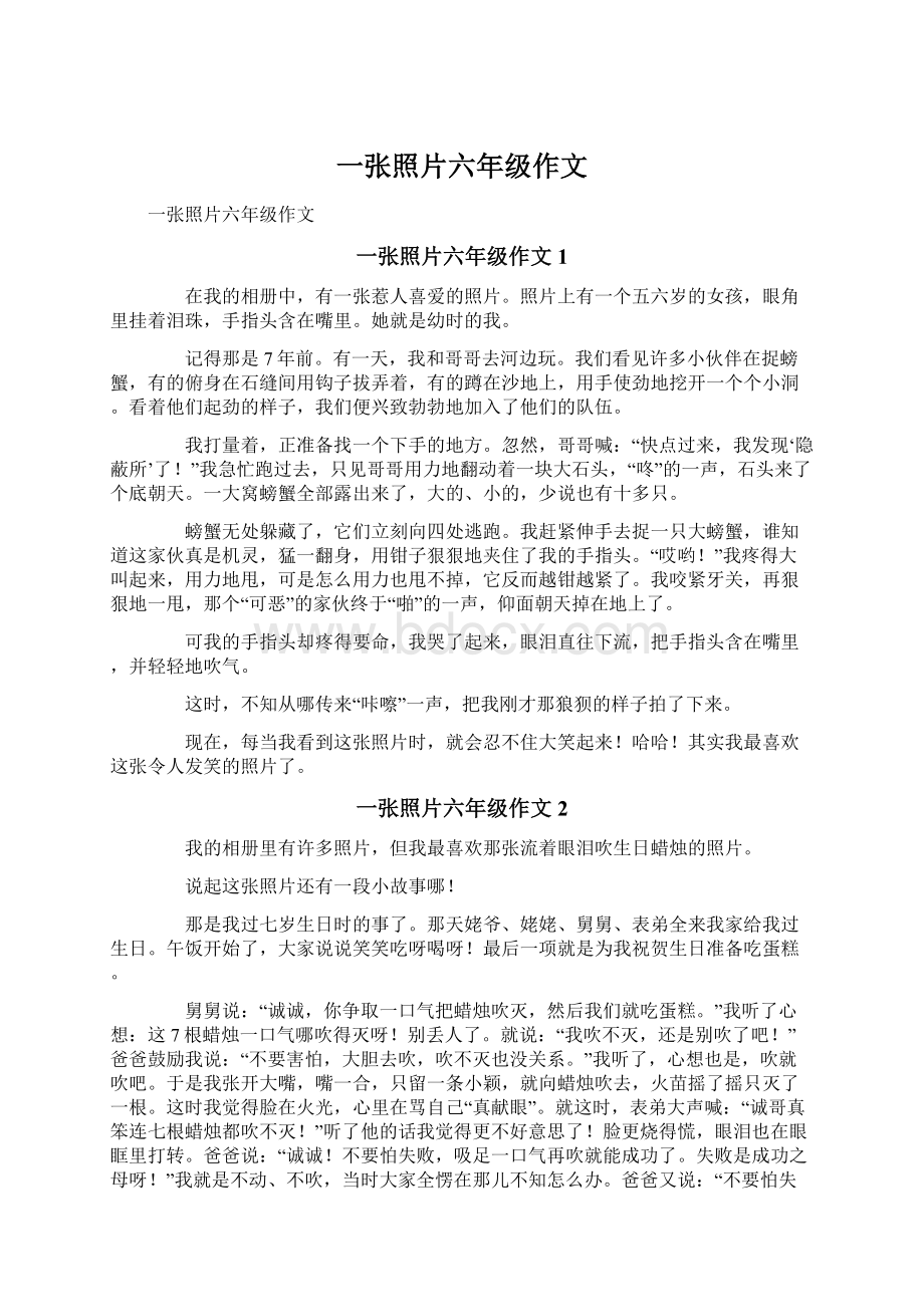 一张照片六年级作文Word格式文档下载.docx