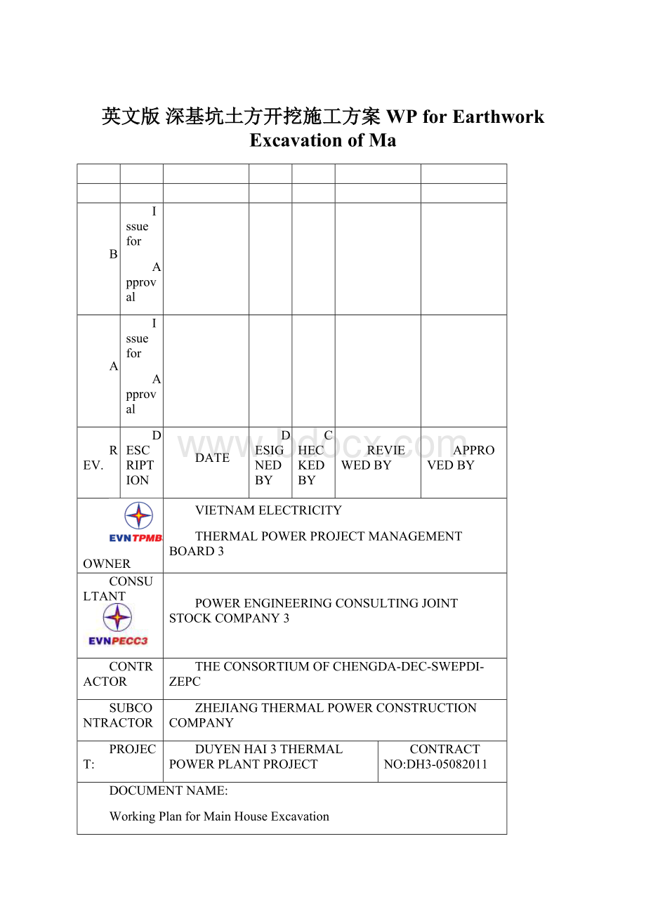 英文版 深基坑土方开挖施工方案WP for Earthwork Excavation of Ma.docx