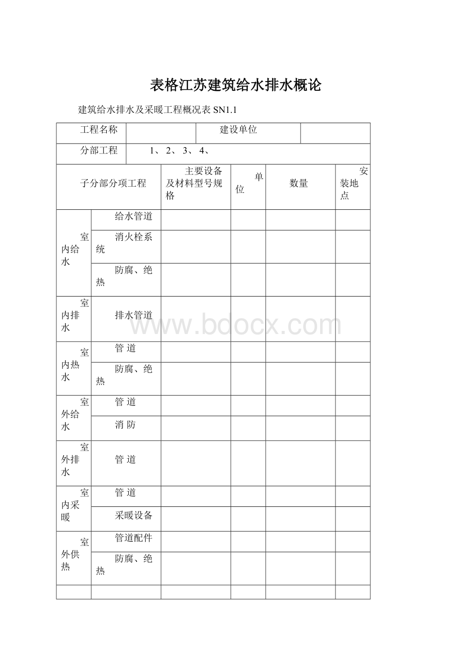 表格江苏建筑给水排水概论.docx_第1页