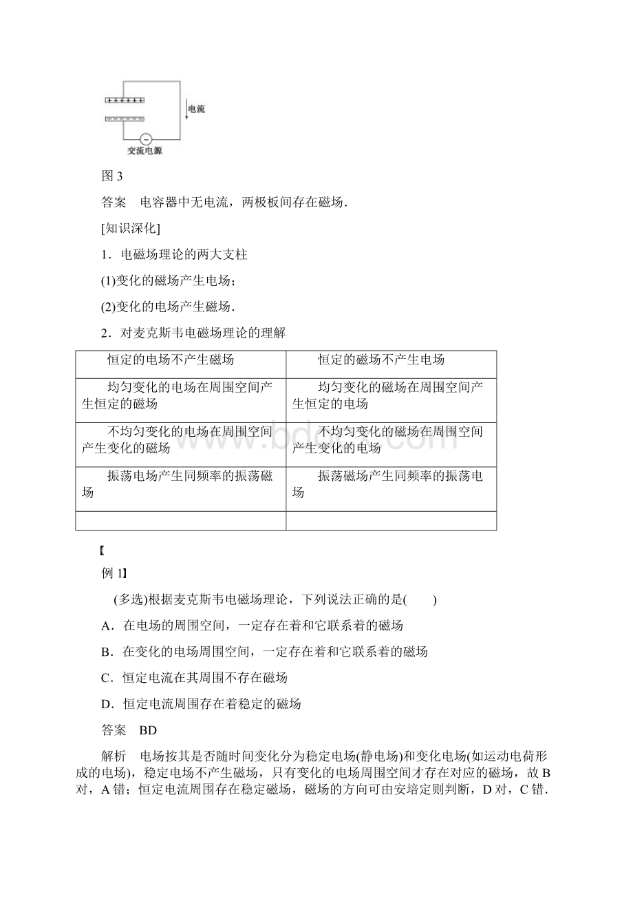 学年高中物理第3章电磁场与电磁波31麦克斯韦的电磁场理论32电磁波的发现学案沪科版选修34.docx_第3页