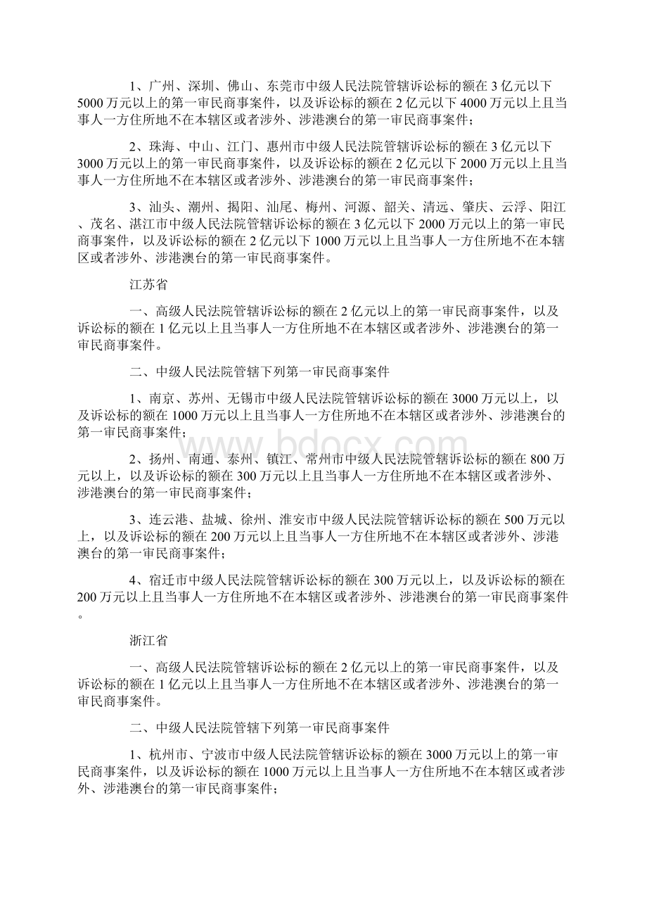 全国各省自治区直辖市高级人民法院和中级人民法院管辖第一审民商事案件标准.docx_第2页