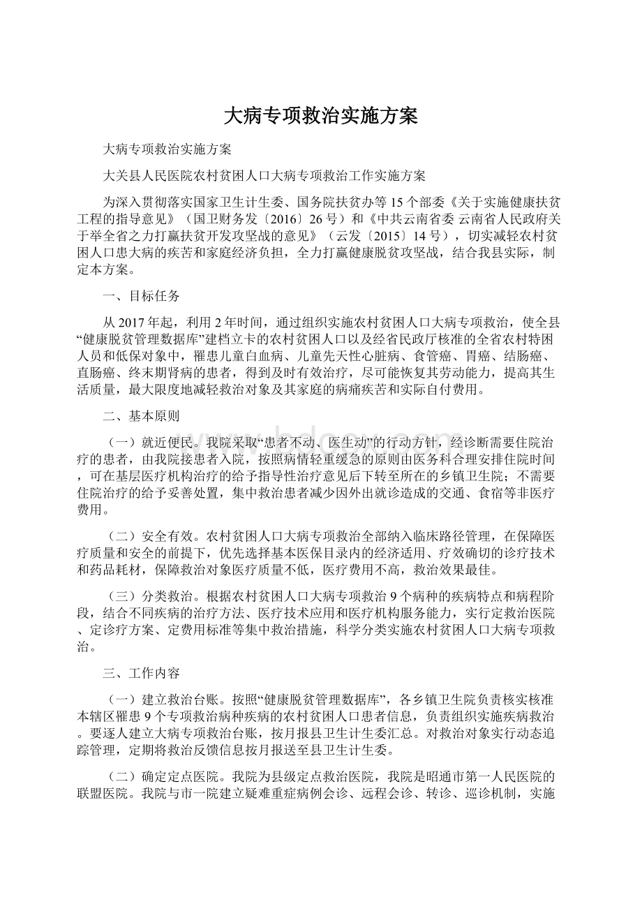 大病专项救治实施方案Word格式.docx_第1页