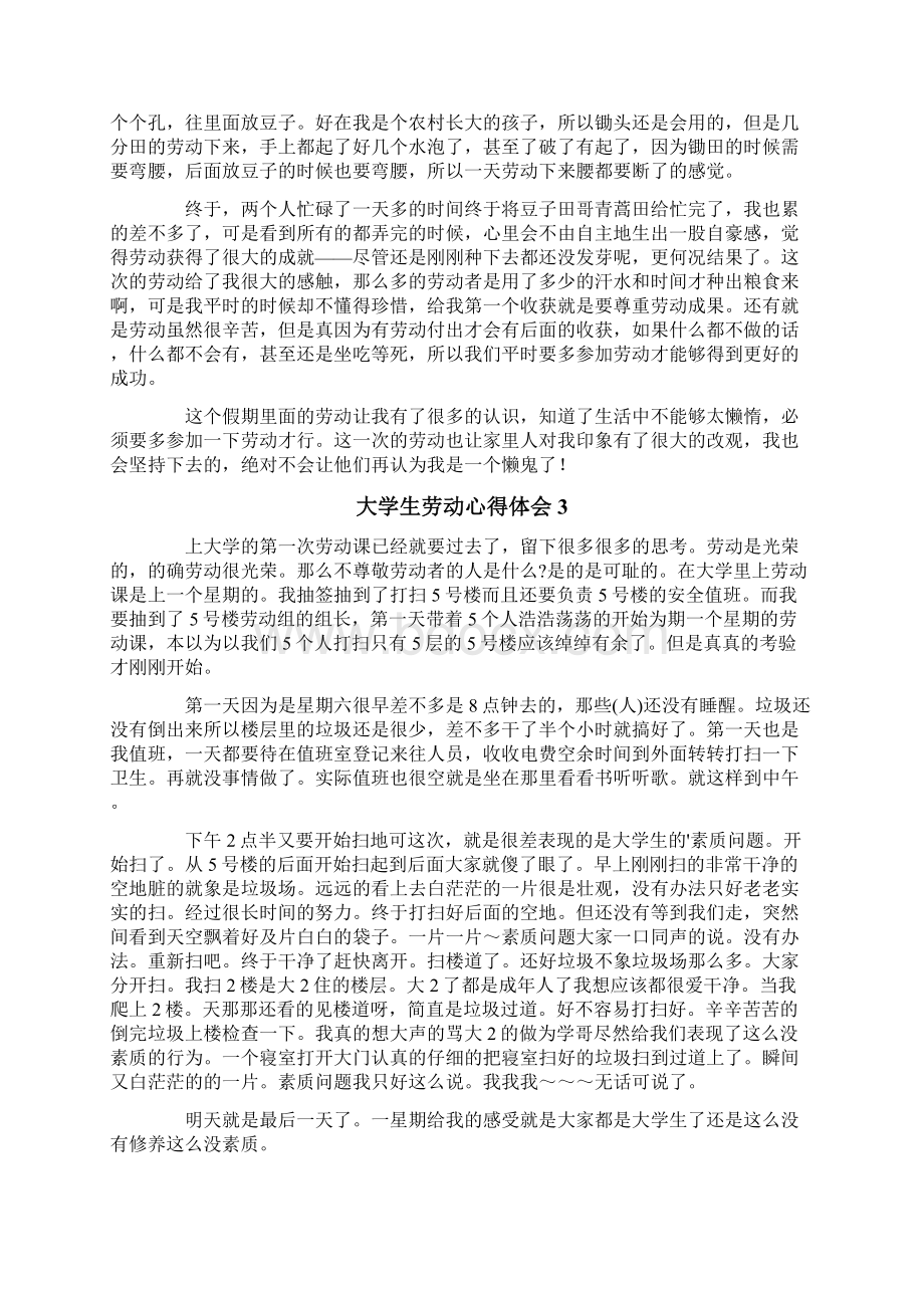 大学生劳动心得体会精品模板Word文档格式.docx_第2页