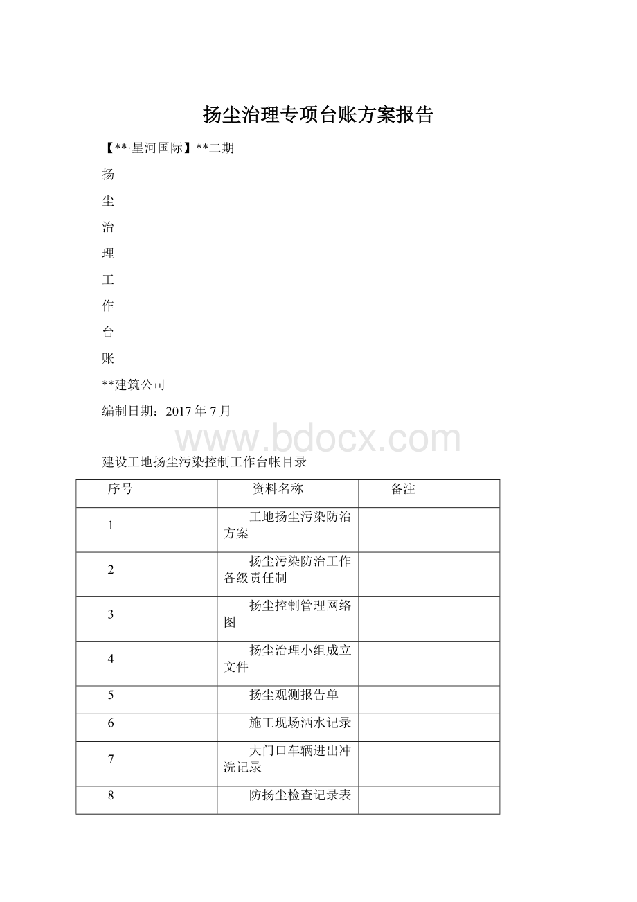 扬尘治理专项台账方案报告.docx