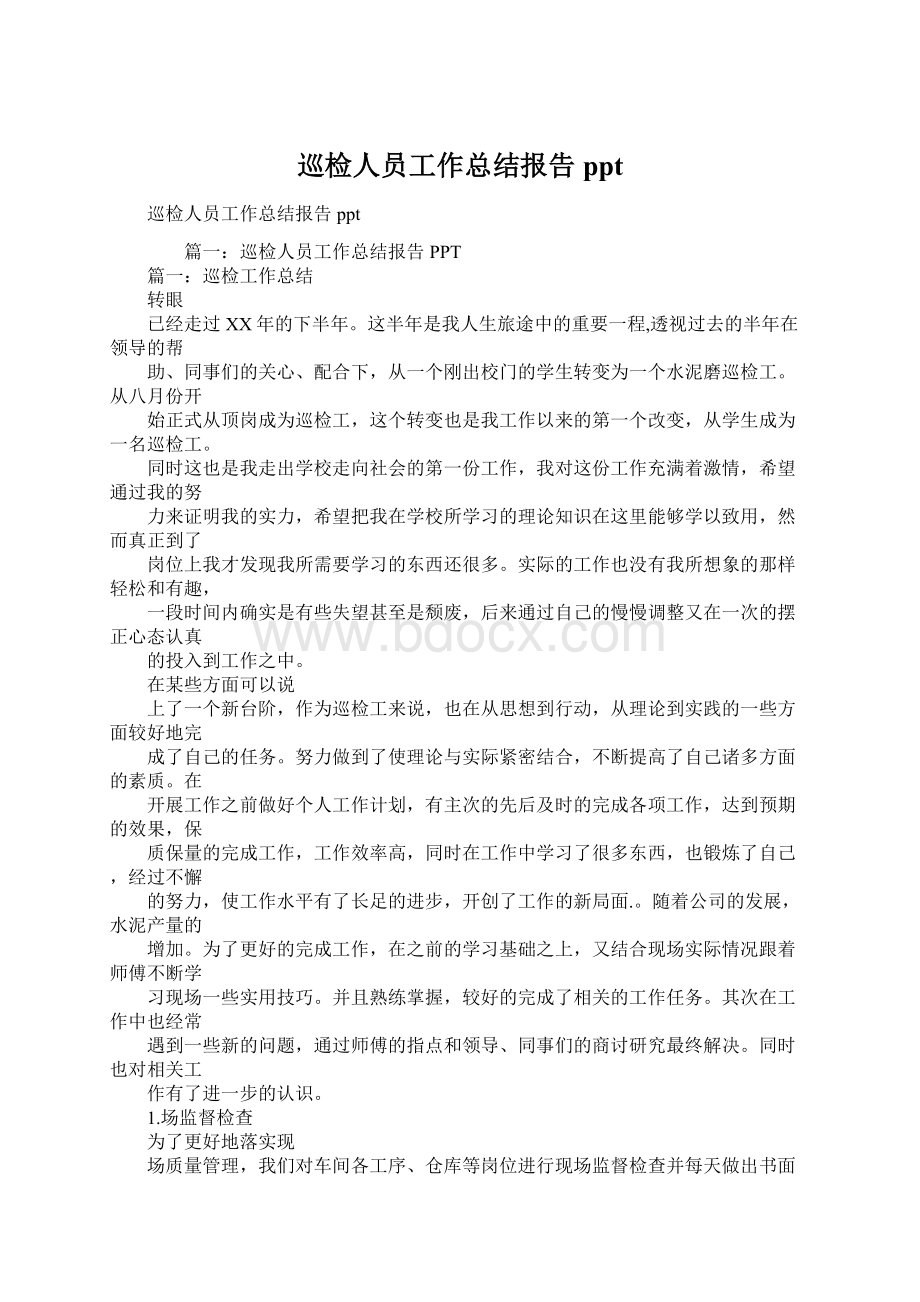 巡检人员工作总结报告ppt.docx_第1页