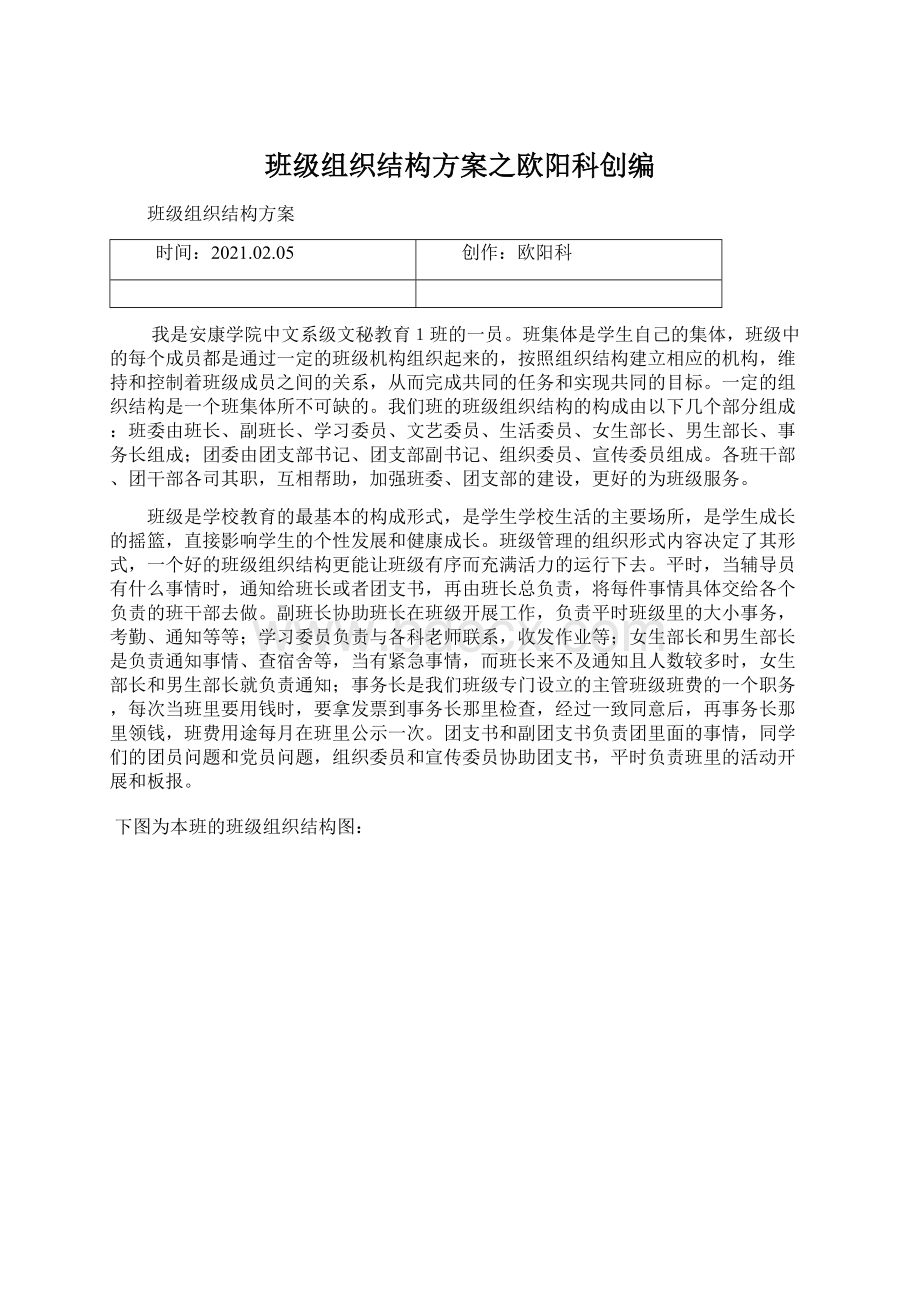 班级组织结构方案之欧阳科创编Word文档格式.docx_第1页