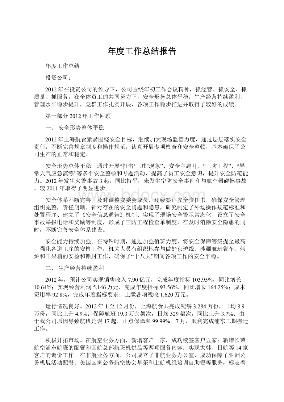 年度工作总结报告Word格式文档下载.docx