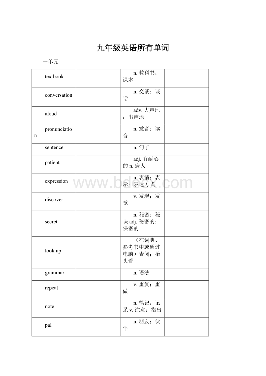 九年级英语所有单词文档格式.docx