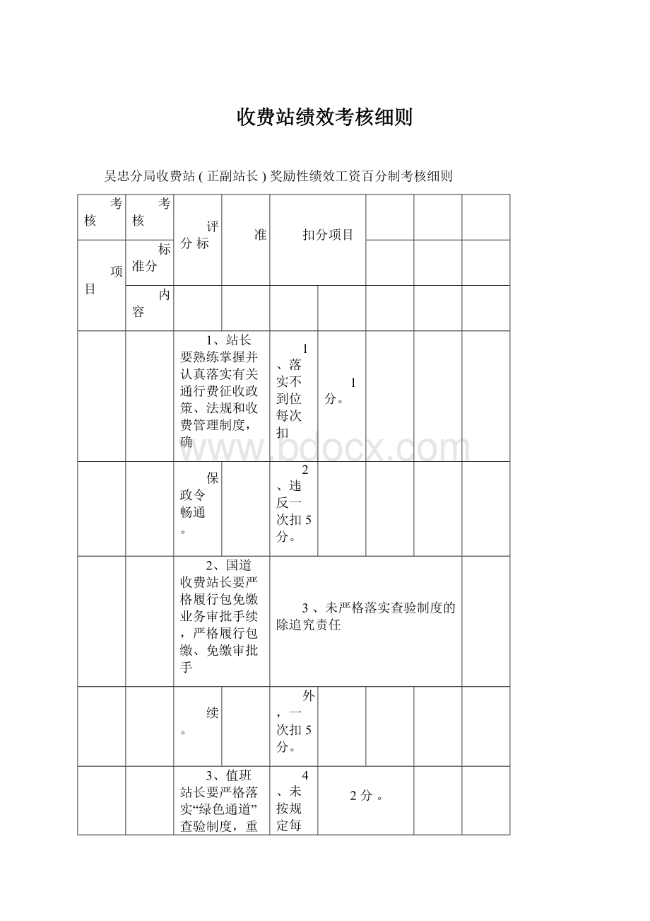 收费站绩效考核细则.docx