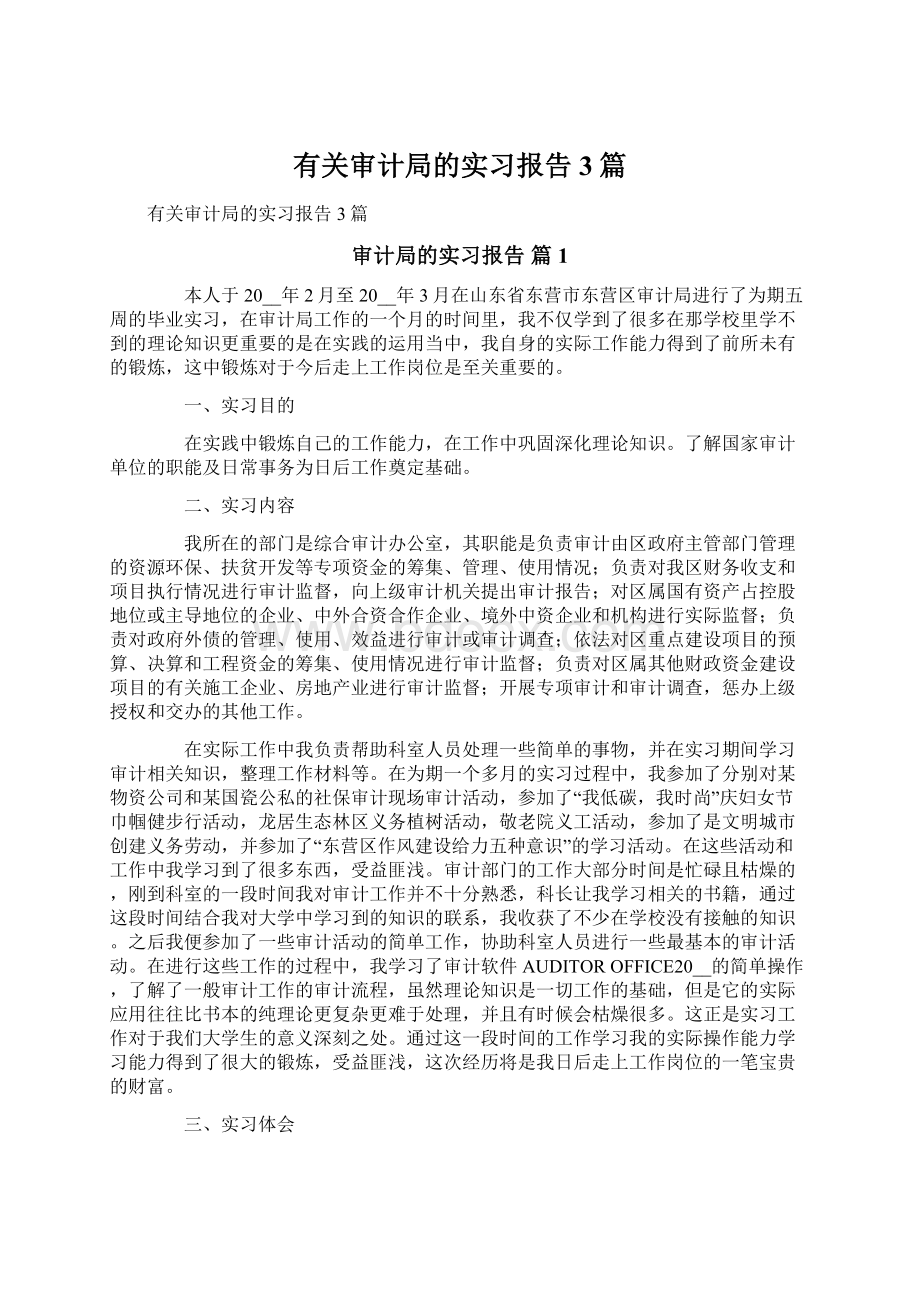 有关审计局的实习报告3篇.docx_第1页