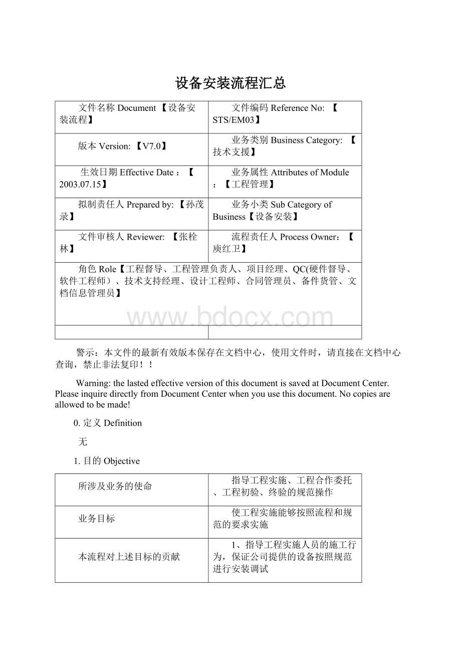 设备安装流程汇总.docx_第1页