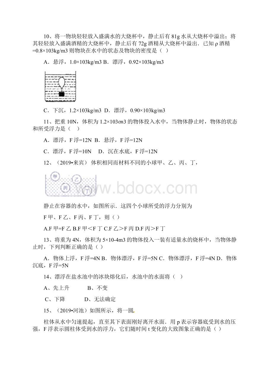 名师整理物理8年级下册《第10章 浮力》单元检测题含答案解析文档格式.docx_第3页