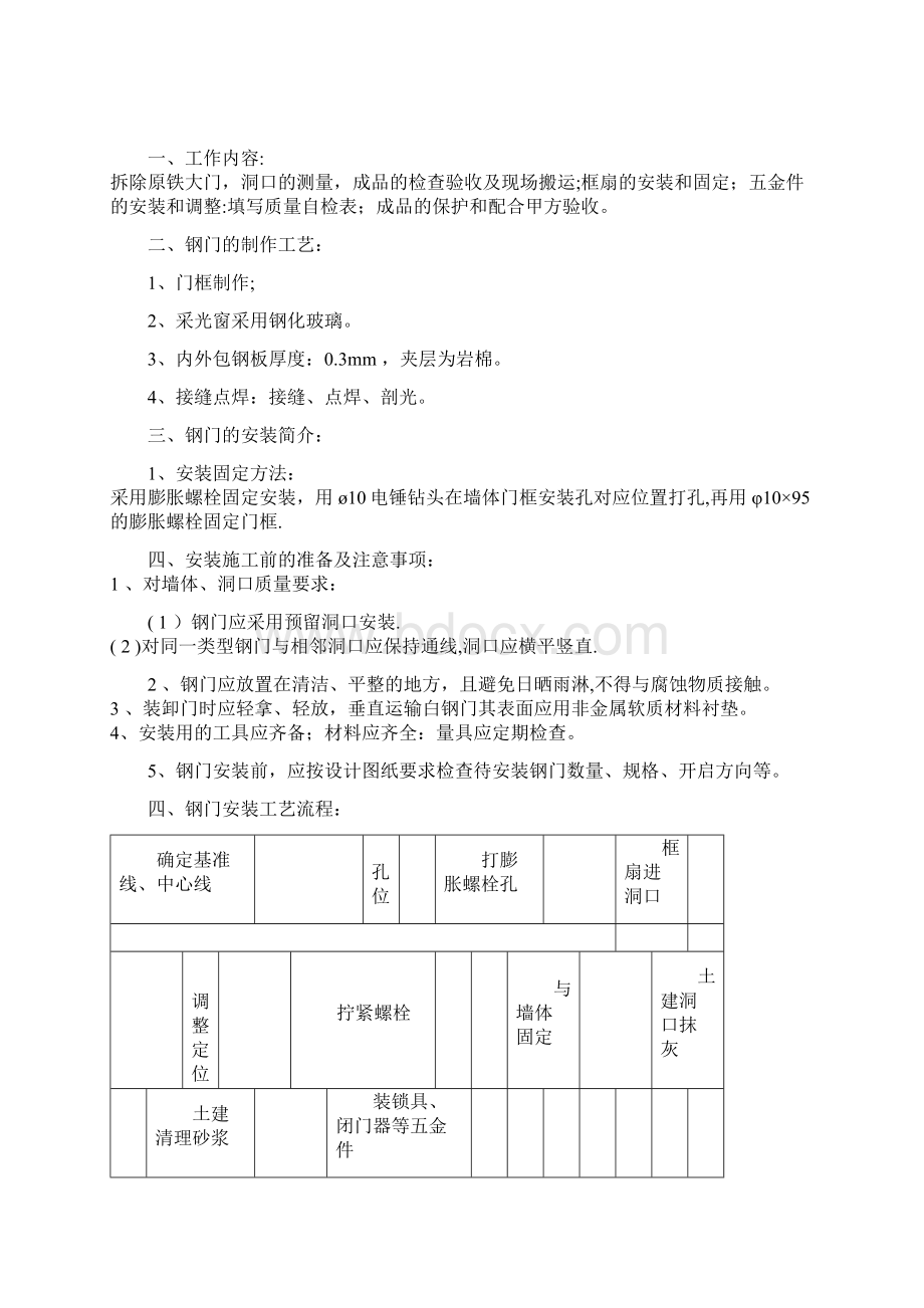 钢板门安装施工方案正规版.docx_第2页