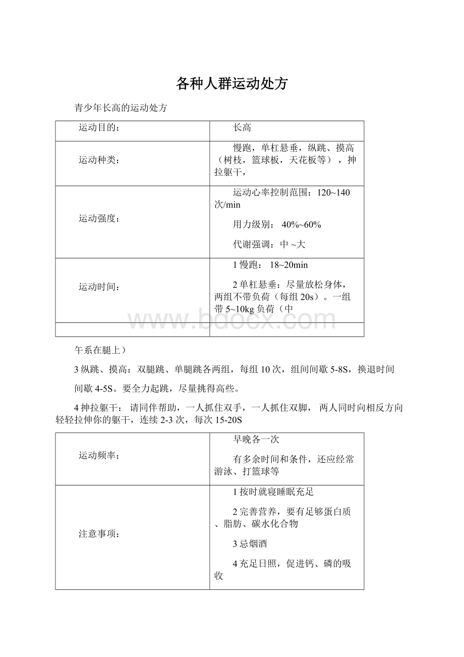 各种人群运动处方.docx_第1页