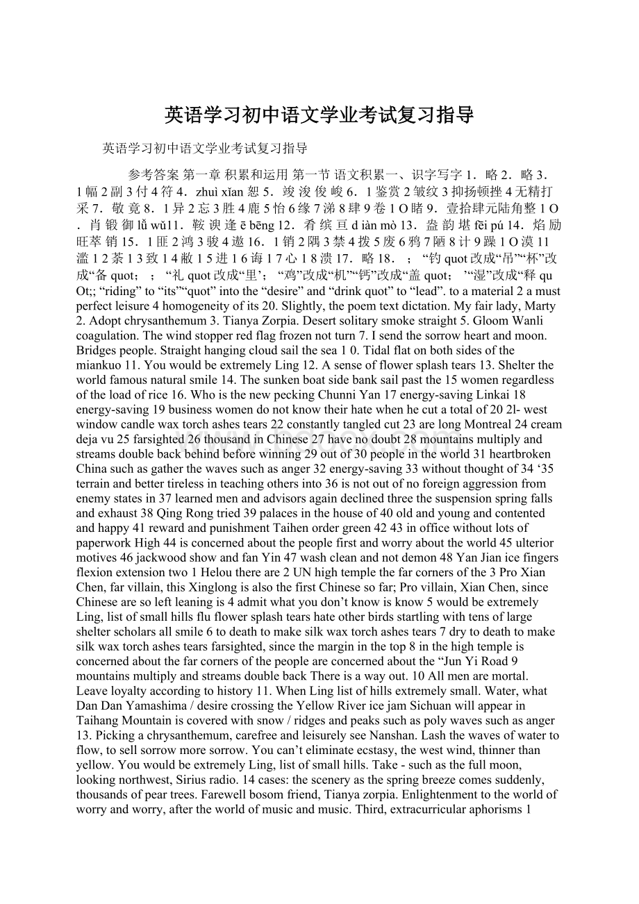 英语学习初中语文学业考试复习指导Word下载.docx