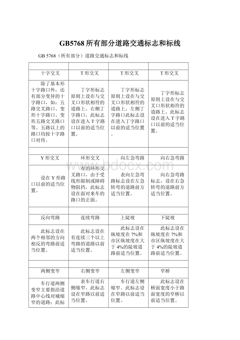 GB5768所有部分道路交通标志和标线.docx