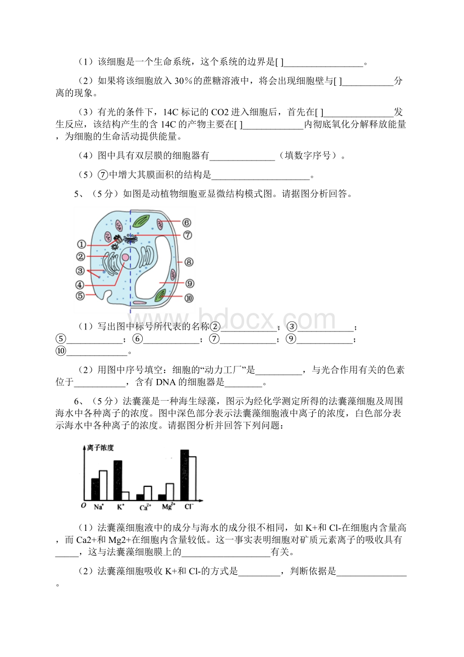 高中生物 必修一复习大题 及答案解析.docx_第3页