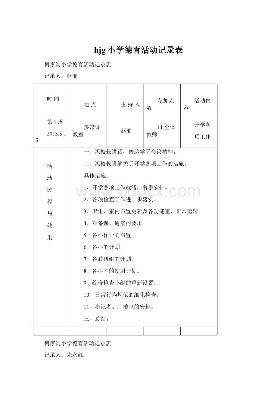 hjg小学德育活动记录表文档格式.docx