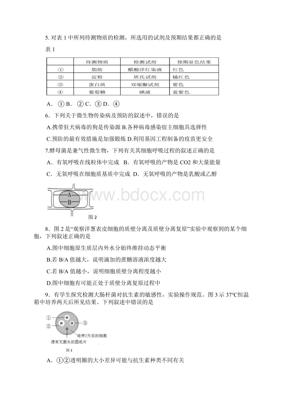 上海市长宁区高二高三一模生物试题及答案word版.docx_第2页