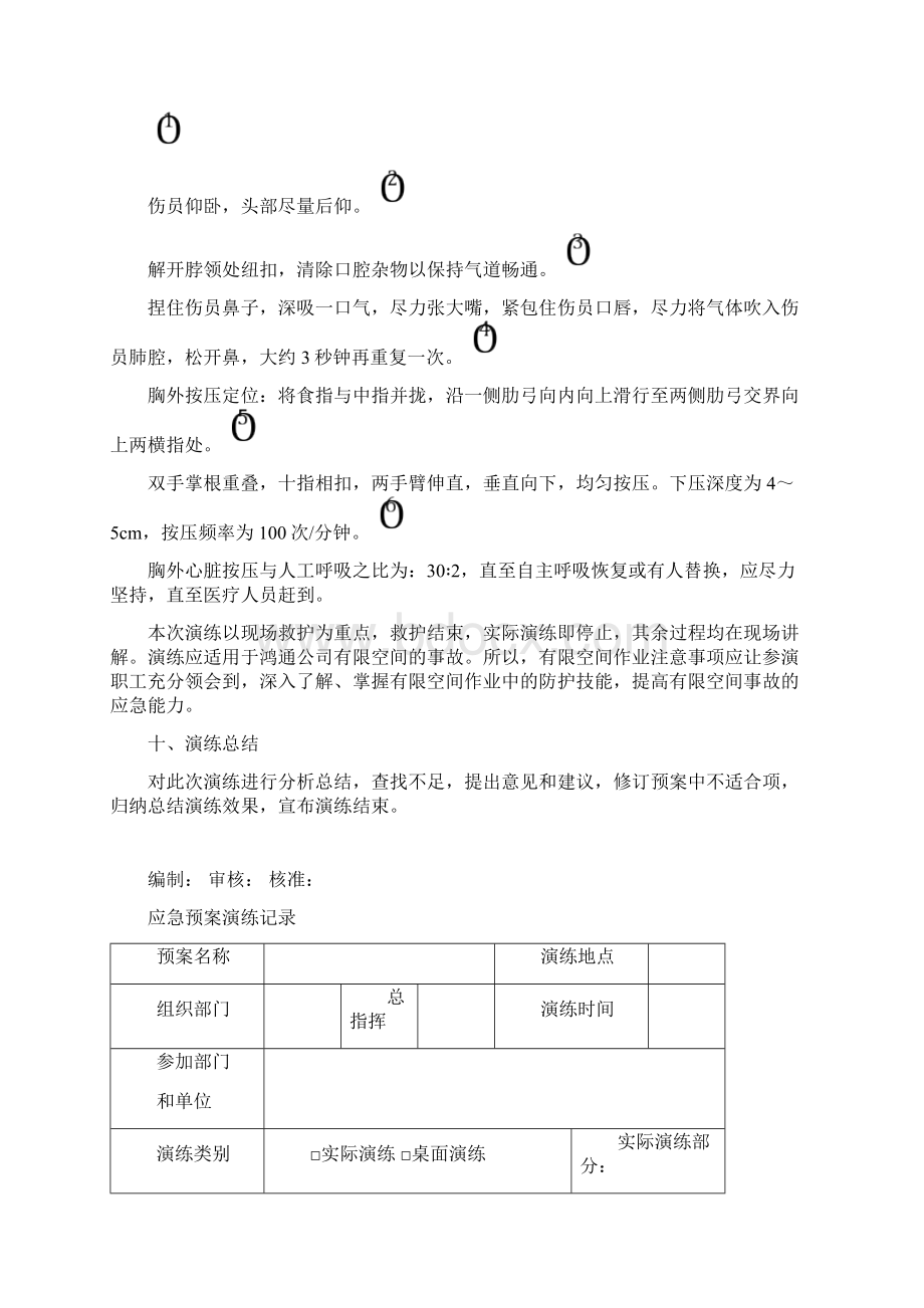 有限空间应急预案演练方案+记录表格1.docx_第3页