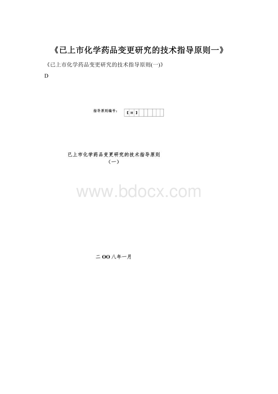 《已上市化学药品变更研究的技术指导原则一》Word文档格式.docx