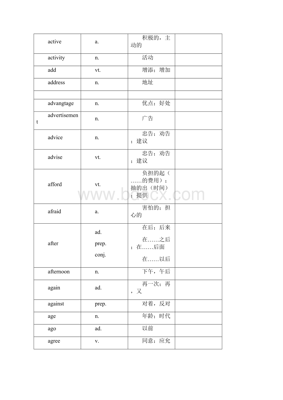 中考英语1600中考词汇表对照表供参考Word格式.docx_第2页