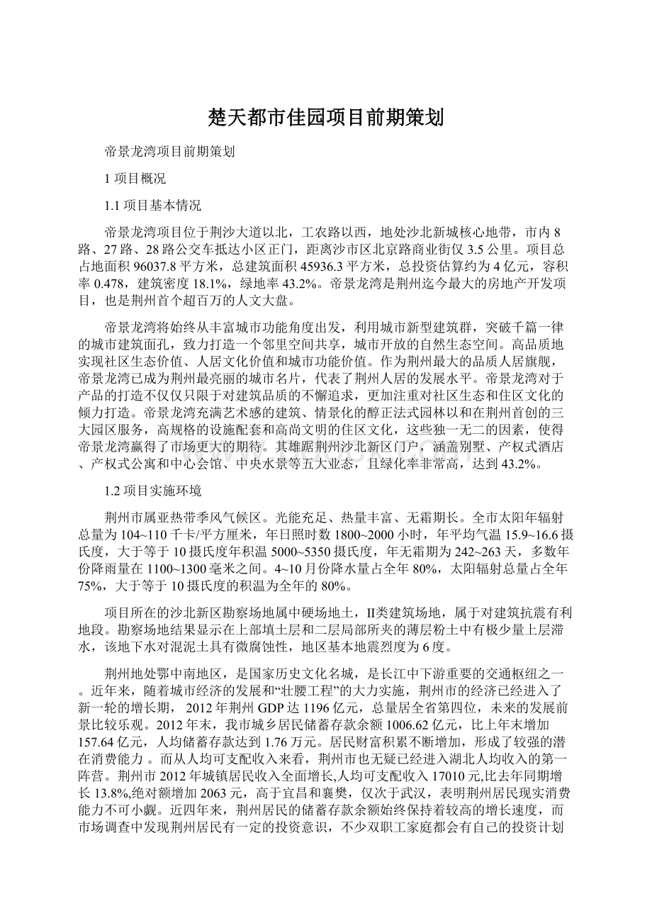 楚天都市佳园项目前期策划Word文档下载推荐.docx