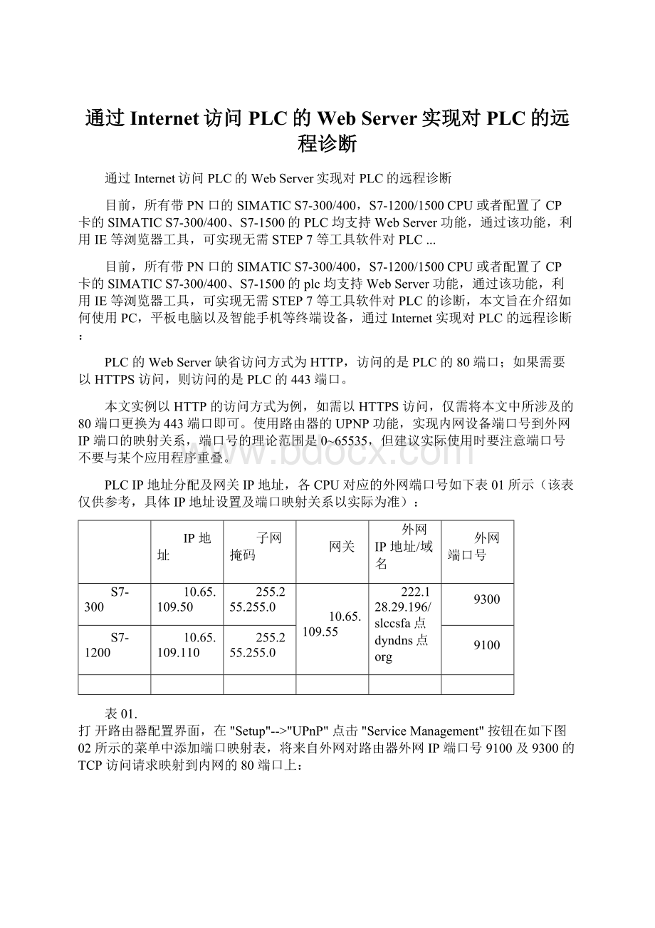 通过Internet访问PLC的Web Server实现对PLC的远程诊断文档格式.docx_第1页