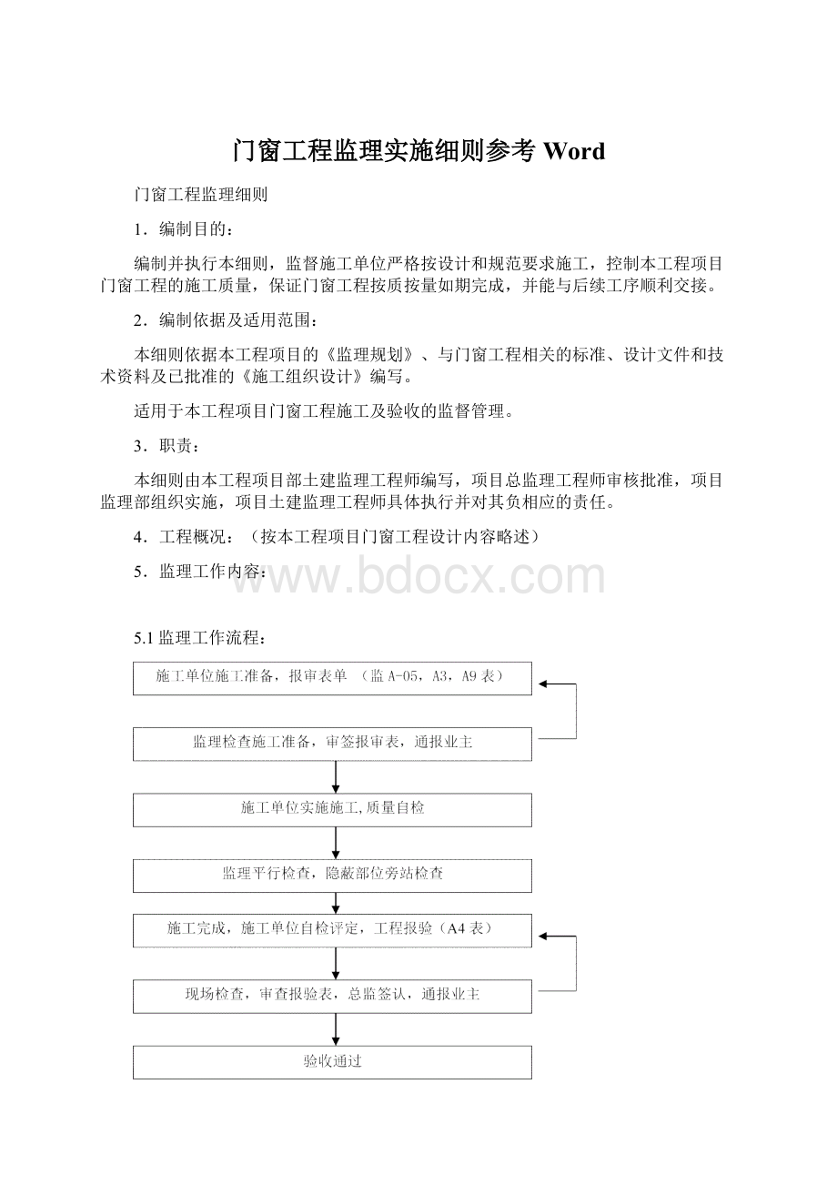 门窗工程监理实施细则参考Word.docx_第1页